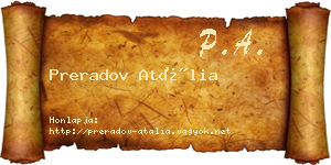 Preradov Atália névjegykártya